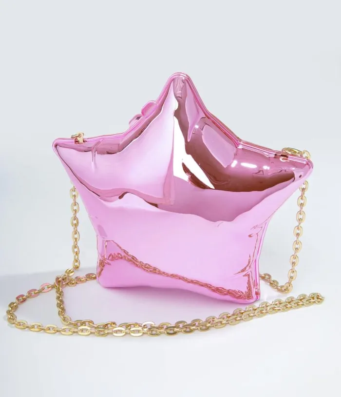 Pink Acrylic Star Shaped Balloon Crossbody Bag Accessories Unique Vintage Novelty Bags