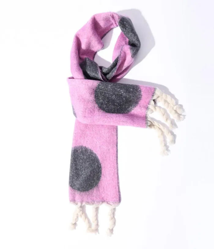 Pink and Grey Large Polka Dot Scarf Accessories Unique Vintage Gloves and Scarves