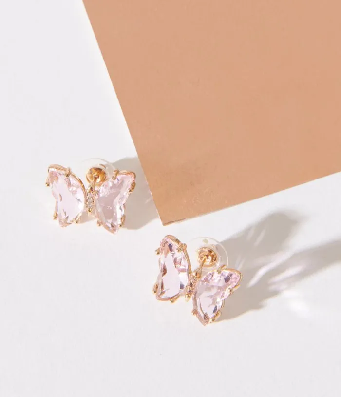Pink Gem Butterfly Earrings Accessories Unique Vintage Earrings