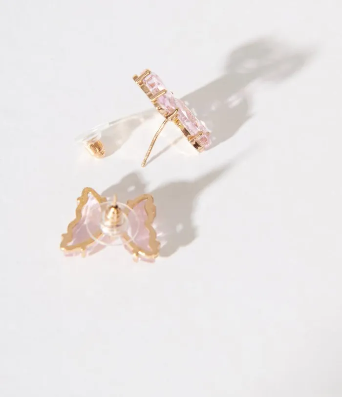 Pink Gem Butterfly Earrings Accessories Unique Vintage Earrings