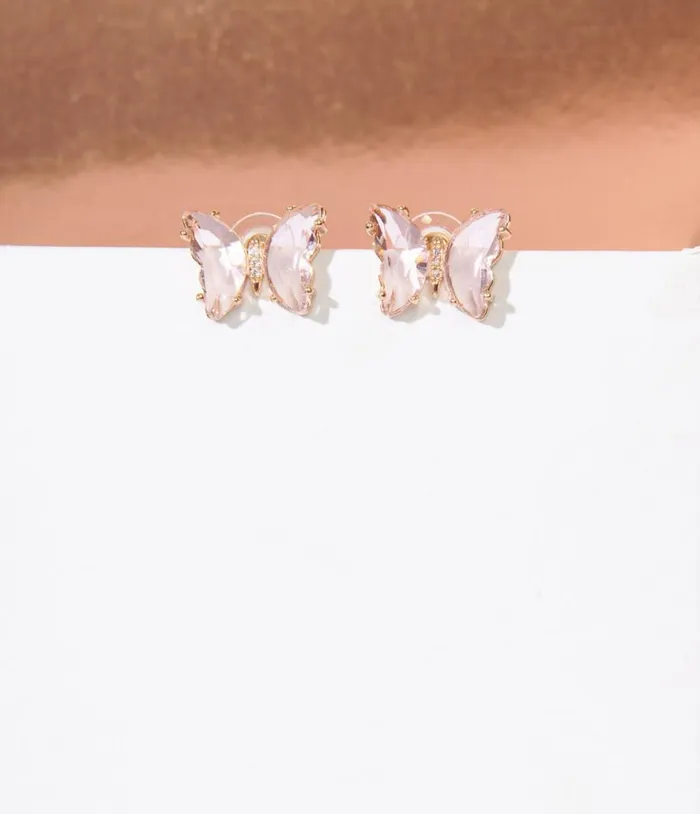 Pink Gem Butterfly Earrings Accessories Unique Vintage Earrings