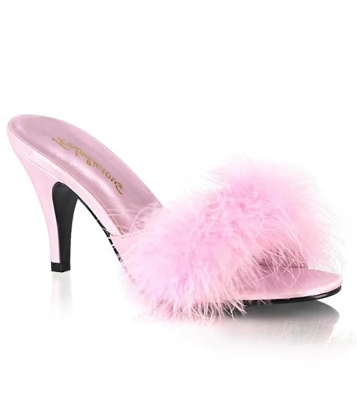 Pink Satin and Marabou Feather Peep Toe Amour Heel Slipper Shoes Unique Vintage Heels Pink Satin and Marabou Feather Peep Toe Amour Heel Slipper Shoes Unique Vintage Heels
