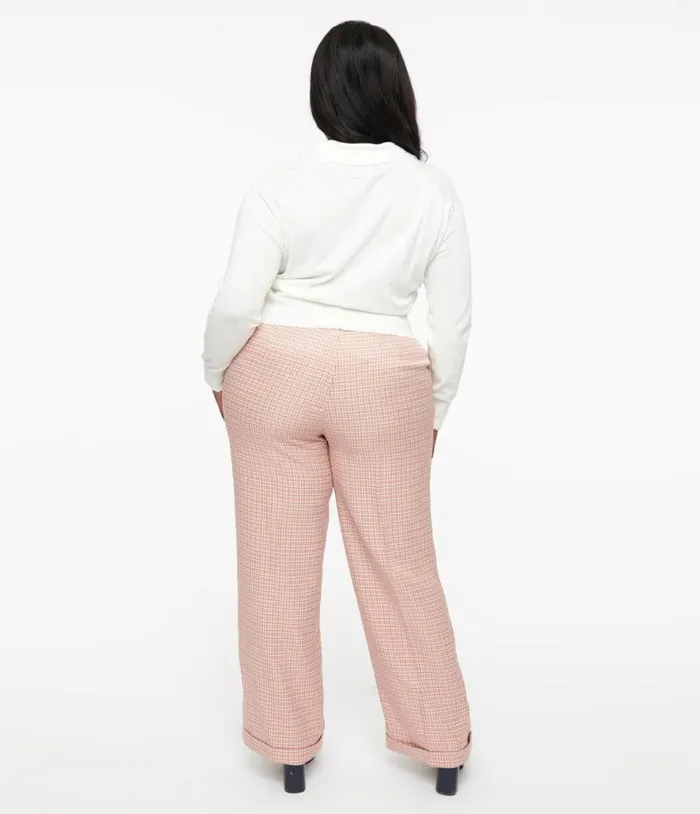 Plus Size 1940s Pink Check Ruby Trousers ClothingPlus Unique Vintage Pants