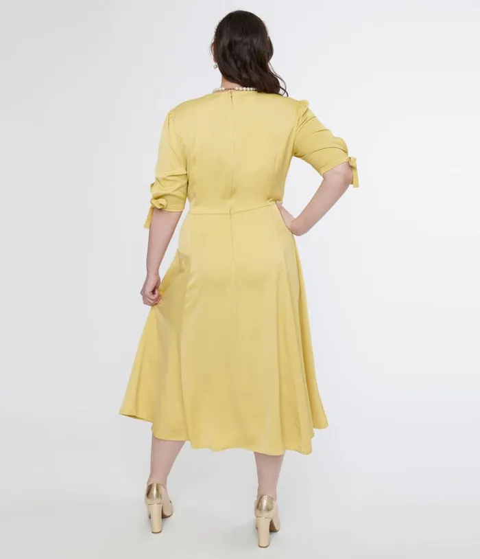 Plus Size 1940s Yellow Bella Swing Dress Dresses Unique Vintage Swing