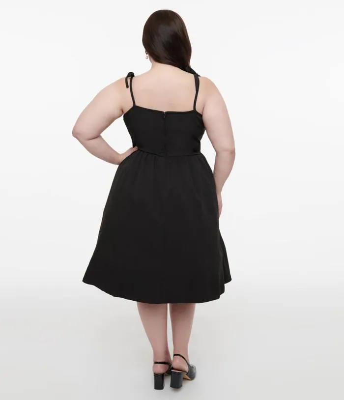 Plus Size 1950s Black and Glow In The Dark Skeleton Bobbie Swing Dress DressesHalloweenPlus Unique Vintage Pocket Dresses