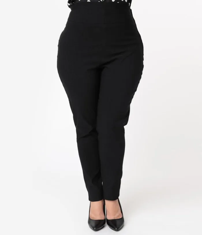 Plus Size 1950s Black High Waist Rizzo Cigarette Pants ClothingPlus Unique Vintage Pants