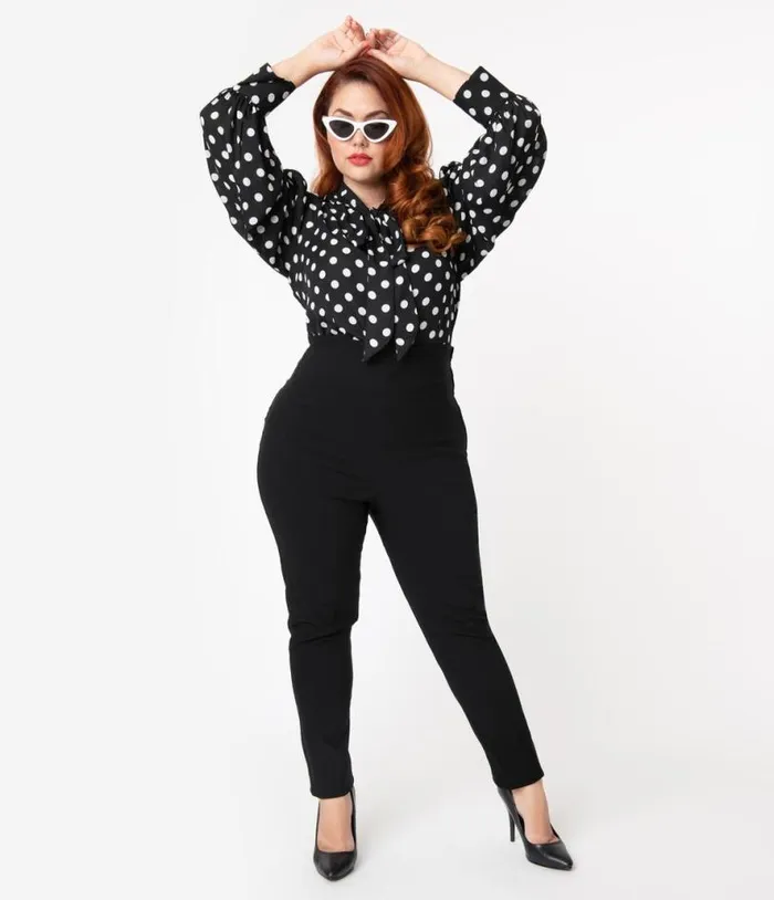 Plus Size 1950s Black High Waist Rizzo Cigarette Pants ClothingPlus Unique Vintage Pants