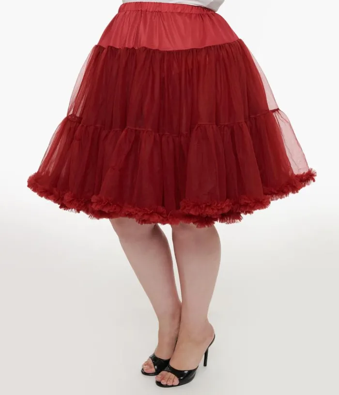 Plus Size 1950s Burgundy Retro Style Ruffled Petticoat Crinoline Accessories Unique Vintage Petticoats Plus Size 1950s Burgundy Retro Style Ruffled Petticoat Crinoline Accessories Unique Vintage Petticoats