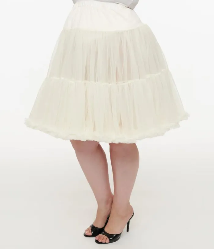 Plus Size 1950s Ivory Retro Style Ruffled Petticoat Crinoline Accessories Unique Vintage Petticoats Plus Size 1950s Ivory Retro Style Ruffled Petticoat Crinoline Accessories Unique Vintage Petticoats