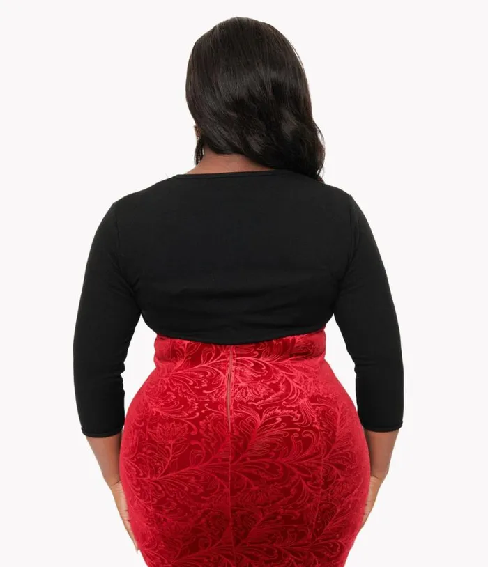 Plus Size 1960s Black Bolero Sweater ClothingPlus Unique Vintage Sweaters and Cardigans