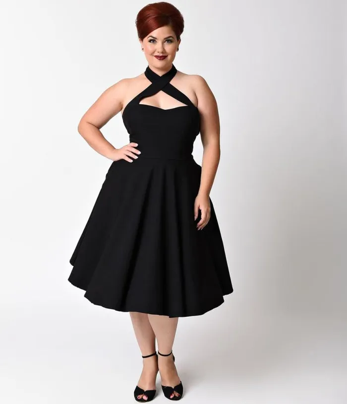 Plus Size Black Criss Cross Halter Rita Flare Dress DressesPlus Unique Vintage Pocket Dresses Plus Size Black Criss Cross Halter Rita Flare Dress DressesPlus Unique Vintage Pocket Dresses