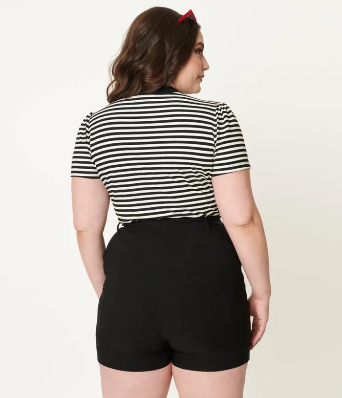 Plus Size Black High Waist Tied and True Shorts ClothingPlus Unique Vintage Shorts