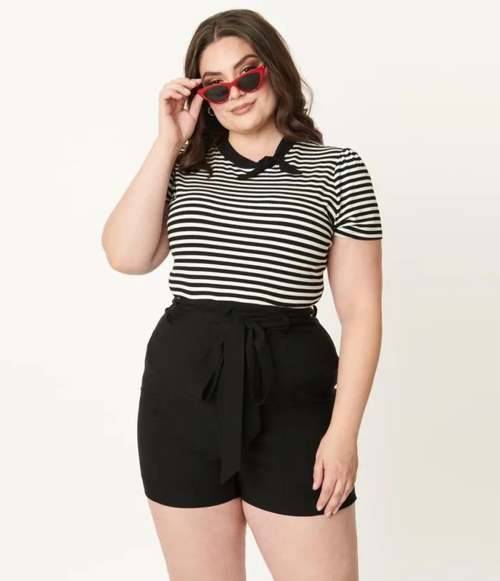 Plus Size Black High Waist Tied and True Shorts ClothingPlus Unique Vintage Shorts