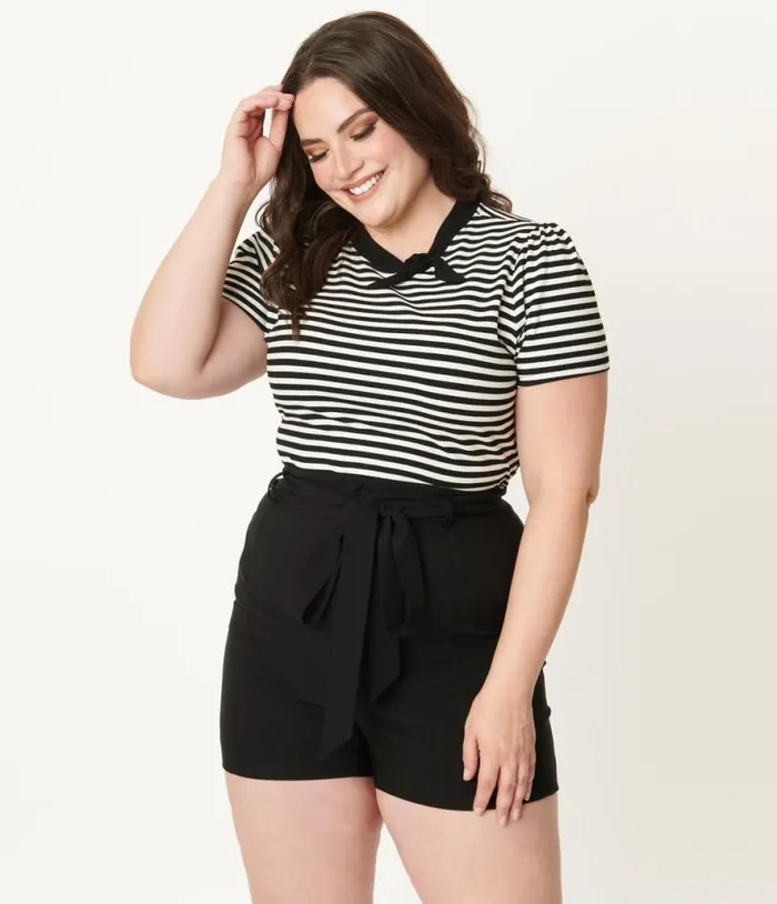 Plus Size Black High Waist Tied and True Shorts ClothingPlus Unique Vintage Shorts