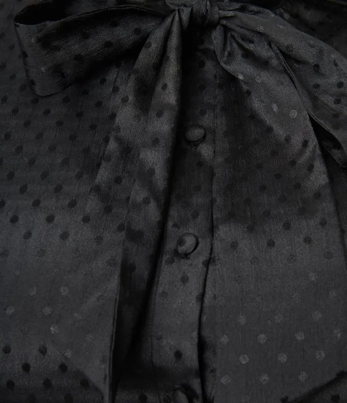 Plus Size Black Satin Polka Dot Gwen Blouse ClothingPlus Unique Vintage Blouses