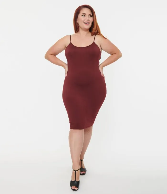 Plus Size Burgundy Long Slip Accessories Unique Vintage Lingerie and Shapewear Plus Size Burgundy Long Slip Accessories Unique Vintage Lingerie and Shapewear
