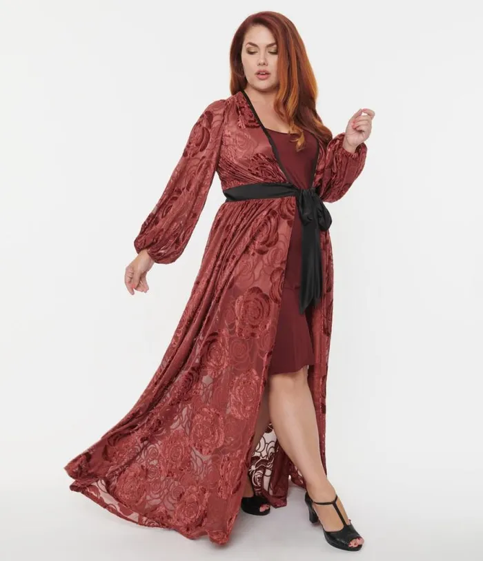 Plus Size Burgundy Long Slip Accessories Unique Vintage Lingerie and Shapewear
