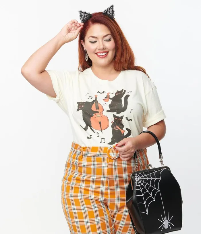Plus Size Cream Jazz Cats Unisex Graphic Tee ClothingHalloweenPlus Unique Vintage Graphic Tees Plus Size Cream Jazz Cats Unisex Graphic Tee ClothingHalloweenPlus Unique Vintage Graphic Tees