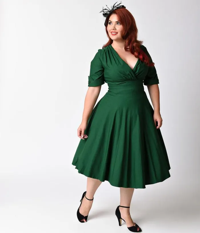 Plus Size Emerald Green Delores Swing Dress With Sleeves DressesPlus Unique Vintage Pocket Dresses Plus Size Emerald Green Delores Swing Dress With Sleeves DressesPlus Unique Vintage Pocket Dresses