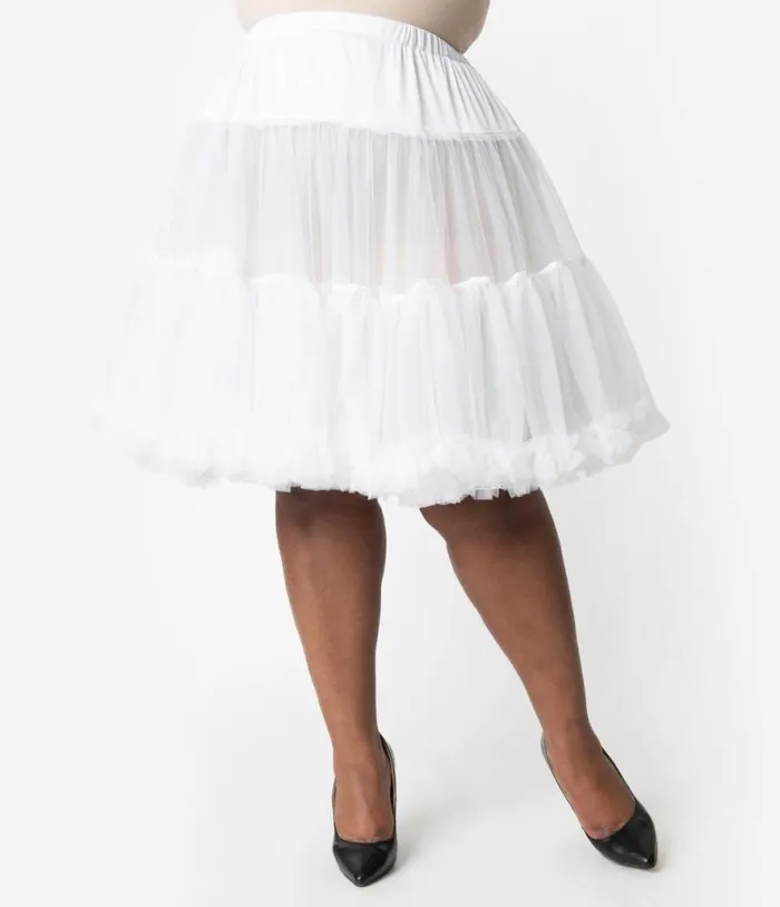 Plus Size White Retro Style Ruffled Petticoat Crinoline Accessories Unique Vintage Petticoats