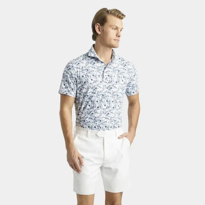 Polos and Shirts Men GFORE BOTANIC GARDEN TECH JERSEY MODERN SPREAD COLLAR POLO Ink