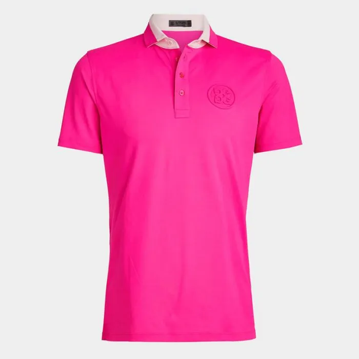 Polos and Shirts Men GFORE CONTRAST COLLAR TECH PIQU MODERN SPREAD COLLAR POLO Day Glow Pink Polos and Shirts Men GFORE CONTRAST COLLAR TECH PIQU MODERN SPREAD COLLAR POLO Day Glow Pink