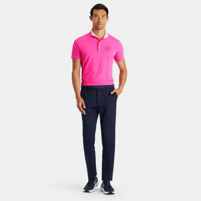 Polos and Shirts Men GFORE CONTRAST COLLAR TECH PIQU MODERN SPREAD COLLAR POLO Day Glow Pink
