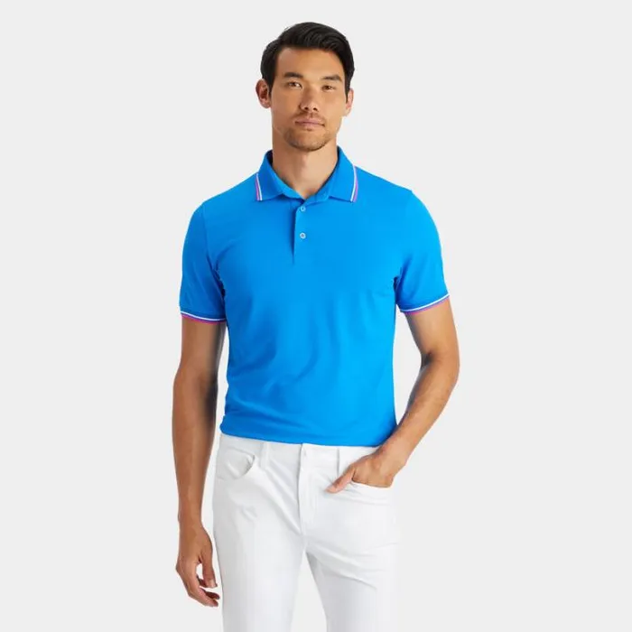 Polos and Shirts Men GFORE CONTRAST DUAL LINES BANDED SLEEVE TECH PIQU POLO Racer