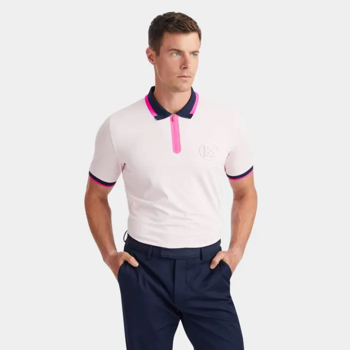 Polos and Shirts Men GFORE EMBOSSED LOGO BANDED SLEEVE QUARTER ZIP TECH PIQU POLO Cameo