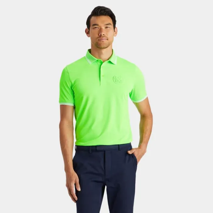 Polos and Shirts Men GFORE EMBOSSED LOGO BANDED SLEEVE TECH PIQU POLO Gecko