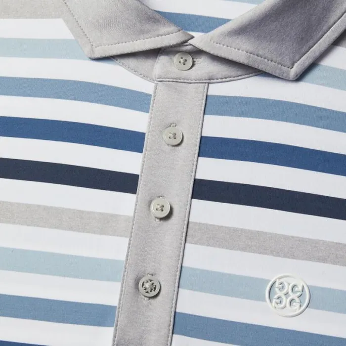 Polos and Shirts Men GFORE FAVOURITE STRIPE TECH JERSEY MODERN SPREAD COLLAR POLO Snow