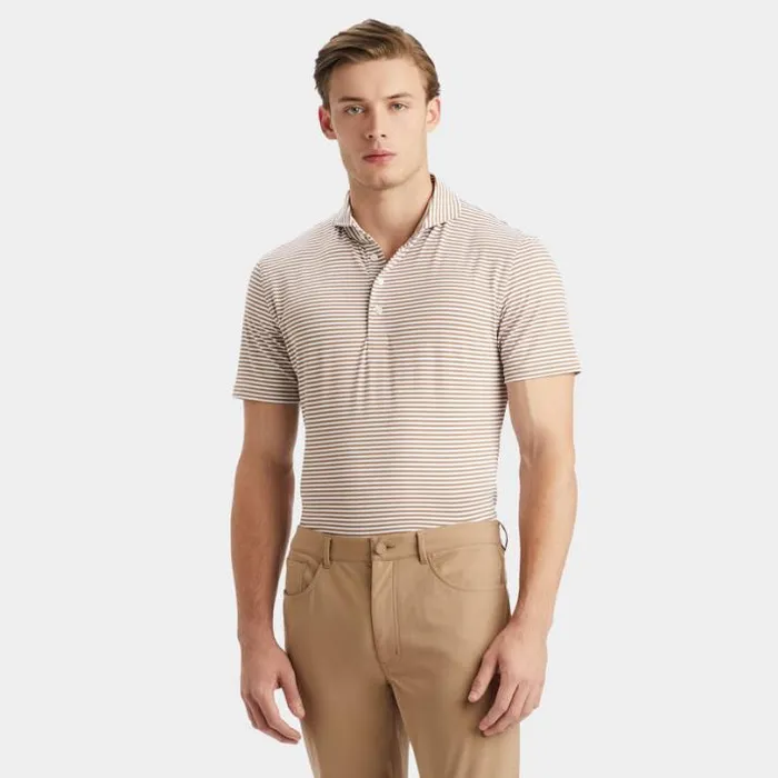 Polos and Shirts Men GFORE FEEDER STRIPE TECH PIQU MODERN SPREAD COLLAR POLO Fawn