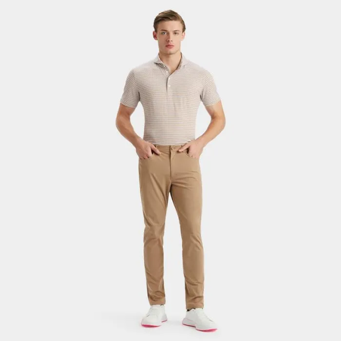 Polos and Shirts Men GFORE FEEDER STRIPE TECH PIQU MODERN SPREAD COLLAR POLO Fawn