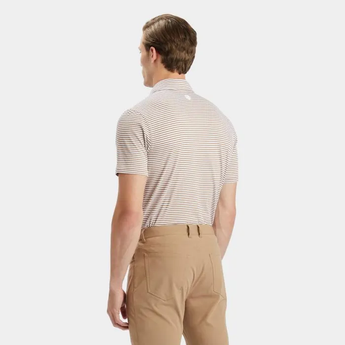 Polos and Shirts Men GFORE FEEDER STRIPE TECH PIQU MODERN SPREAD COLLAR POLO Fawn