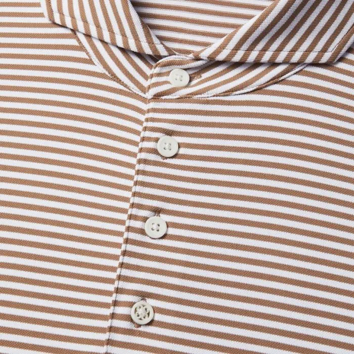 Polos and Shirts Men GFORE FEEDER STRIPE TECH PIQU MODERN SPREAD COLLAR POLO Fawn