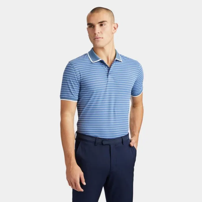 Polos and Shirts Men GFORE FINE LINE BANDED SLEEVE TECH PIQU POLO Slate