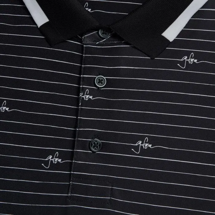 Polos and Shirts Men GFORE GFORE SCRIPT STRIPE TECH PIQU BANDED SLEEVE POLO Onyx
