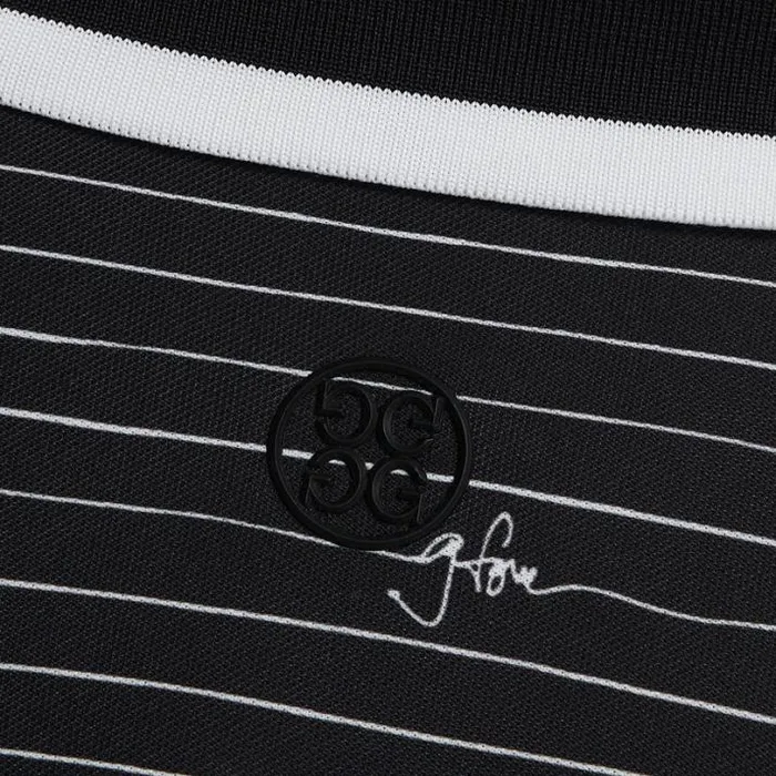 Polos and Shirts Men GFORE GFORE SCRIPT STRIPE TECH PIQU BANDED SLEEVE POLO Onyx