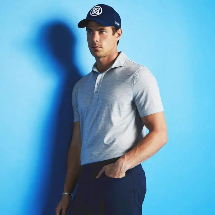 Polos and Shirts Men GFORE LIGHTWEIGHT TECHNICAL PERFORMANCE FINE WOOL MODERN SPREAD COLLAR POLO Light Heather Grey