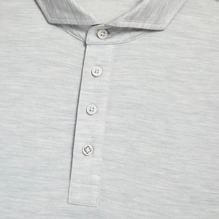 Polos and Shirts Men GFORE LIGHTWEIGHT TECHNICAL PERFORMANCE FINE WOOL MODERN SPREAD COLLAR POLO Light Heather Grey