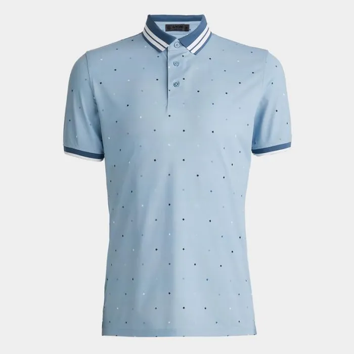 Polos and Shirts Men GFORE MINI STARS BANDED SLEEVE TECH PIQU POLO Fjord