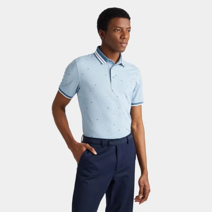 Polos and Shirts Men GFORE MINI STARS BANDED SLEEVE TECH PIQU POLO Fjord