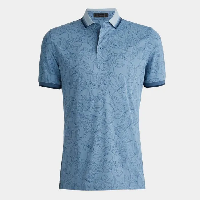Polos and Shirts Men GFORE OUTLINE IRIS BANDED SLEEVE TECH PIQU POLO Drizzle