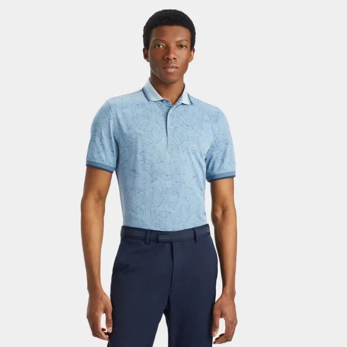Polos and Shirts Men GFORE OUTLINE IRIS BANDED SLEEVE TECH PIQU POLO Drizzle