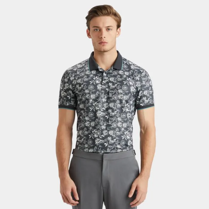 Polos and Shirts Men GFORE PEONY SKETCH BANDED SLEEVE TECH JERSEY POLO Lead