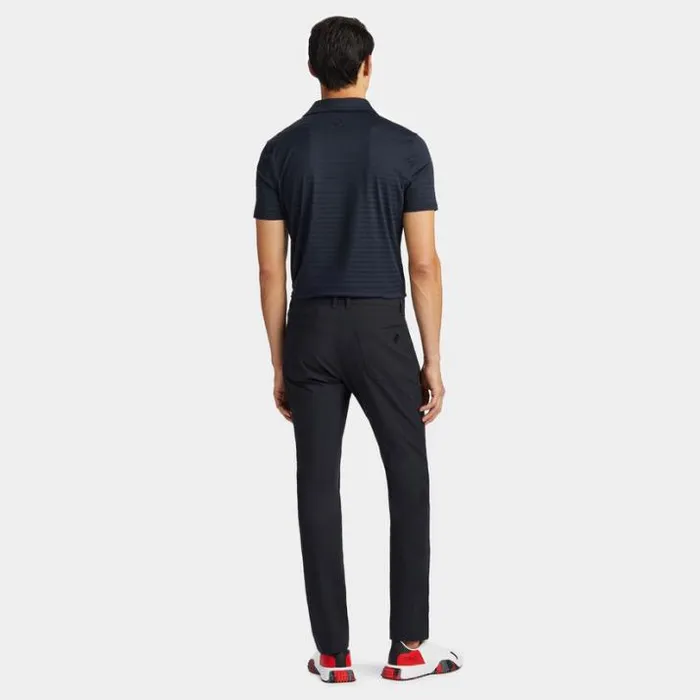 Polos and Shirts Men GFORE PERFORATED STRIPE TECH JERSEY MODERN SPREAD COLLAR POLO Onyx