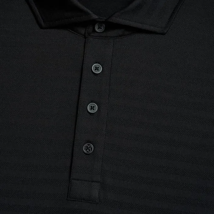 Polos and Shirts Men GFORE PERFORATED STRIPE TECH JERSEY MODERN SPREAD COLLAR POLO Onyx