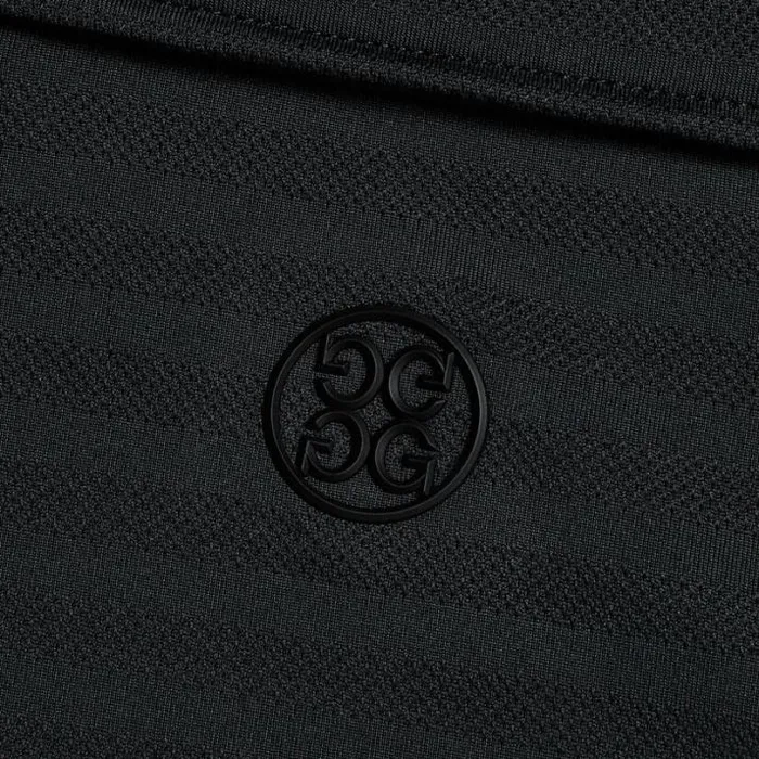 Polos and Shirts Men GFORE PERFORATED STRIPE TECH JERSEY MODERN SPREAD COLLAR POLO Onyx