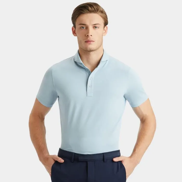 Polos and Shirts Men GFORE RIB GUSSET TECH PIQU MODERN SPREAD COLLAR POLO Drizzle