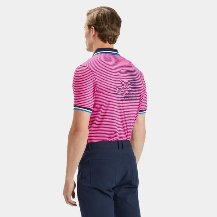 Polos and Shirts Men GFORE SKULL and T039S 3D BANDED SLEEVE TECH JERSEY POLO Day Glow Pink